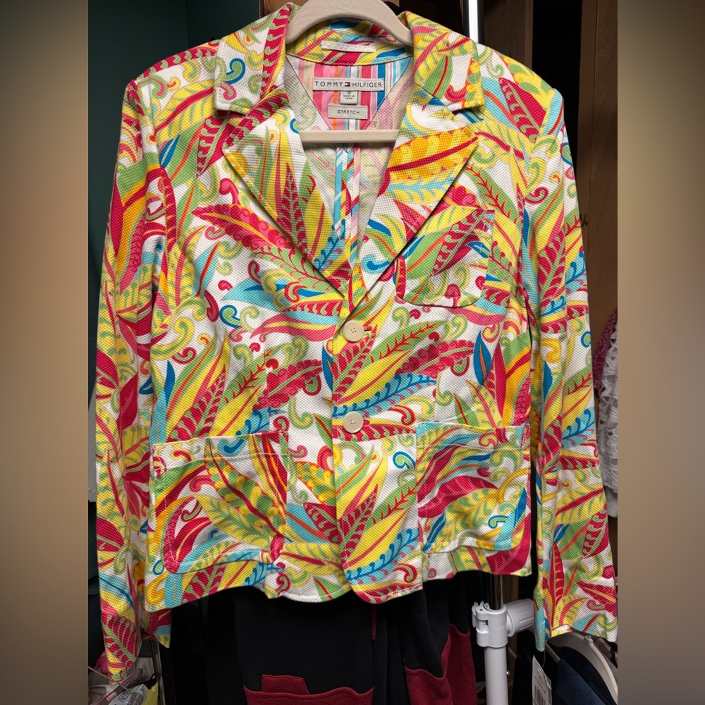 Tommy Hilfiger colorful Blazer light jacket Size 12 stretch NWT